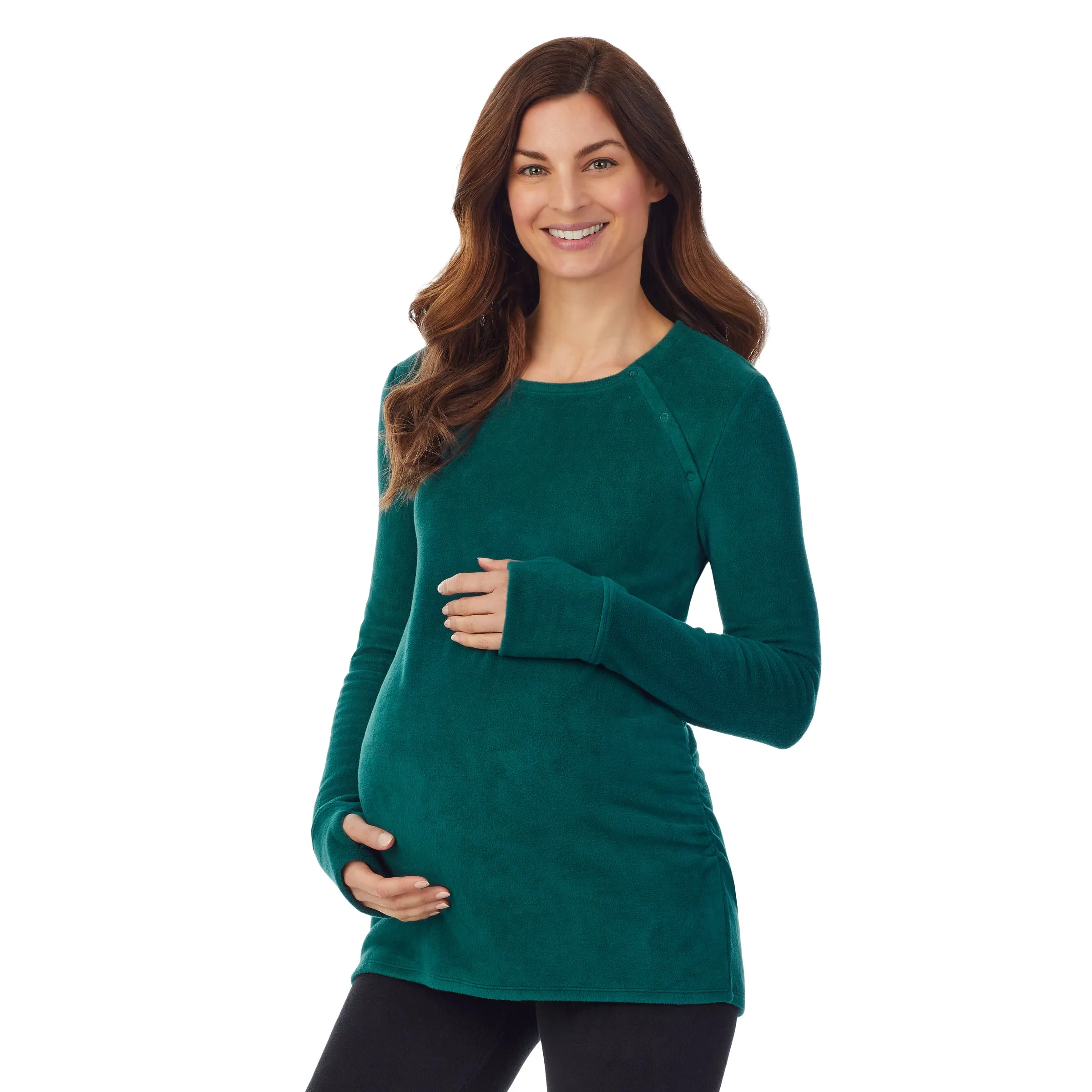 Fleecewear With Stretch Maternity Snap Front Crew