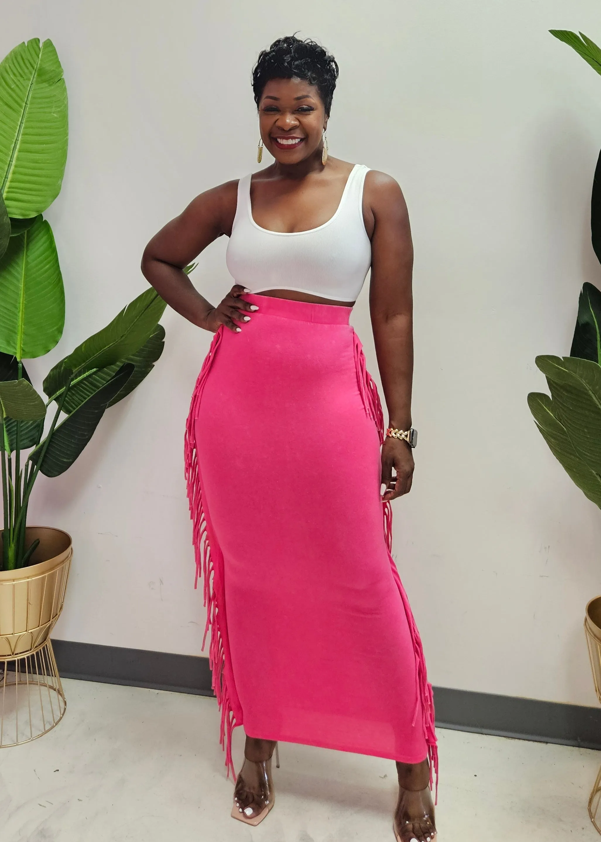 Get Waisted Fringe Skirt