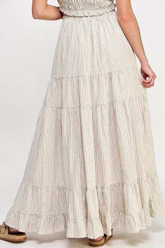 In Between Striped Maxi Skirt
