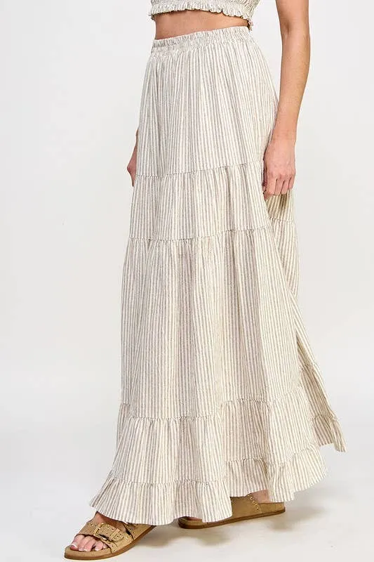 In Between Striped Maxi Skirt