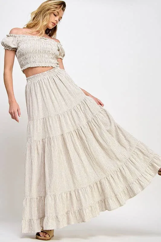 In Between Striped Maxi Skirt