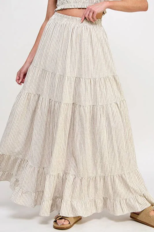 In Between Striped Maxi Skirt