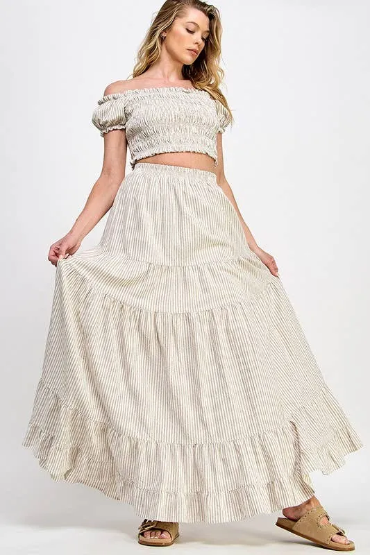 In Between Striped Maxi Skirt
