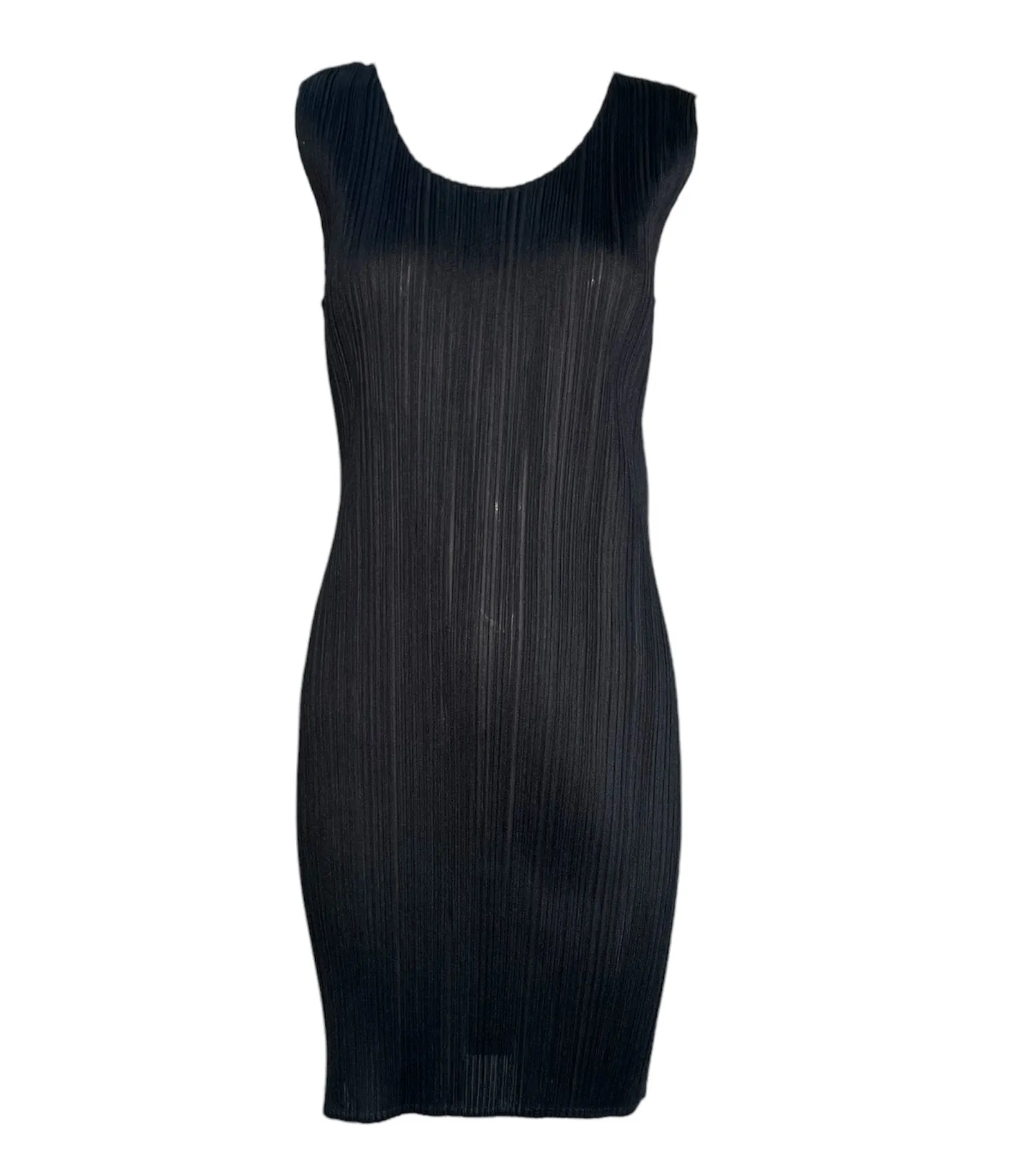 Issey Miyake Y2K Black Minimalist Semi-Sheer Tank Dress