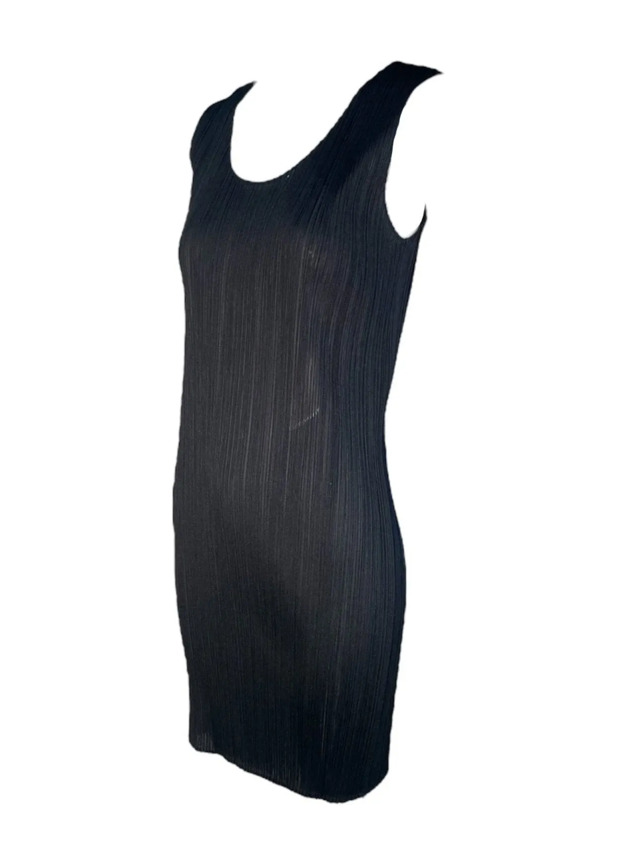 Issey Miyake Y2K Black Minimalist Semi-Sheer Tank Dress