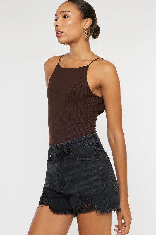 Kancan High Rise Black Denim Shorts