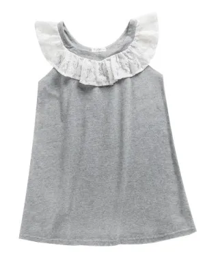 Lace Trimmed Collar Toddler Big Girl Kids Casual Dress