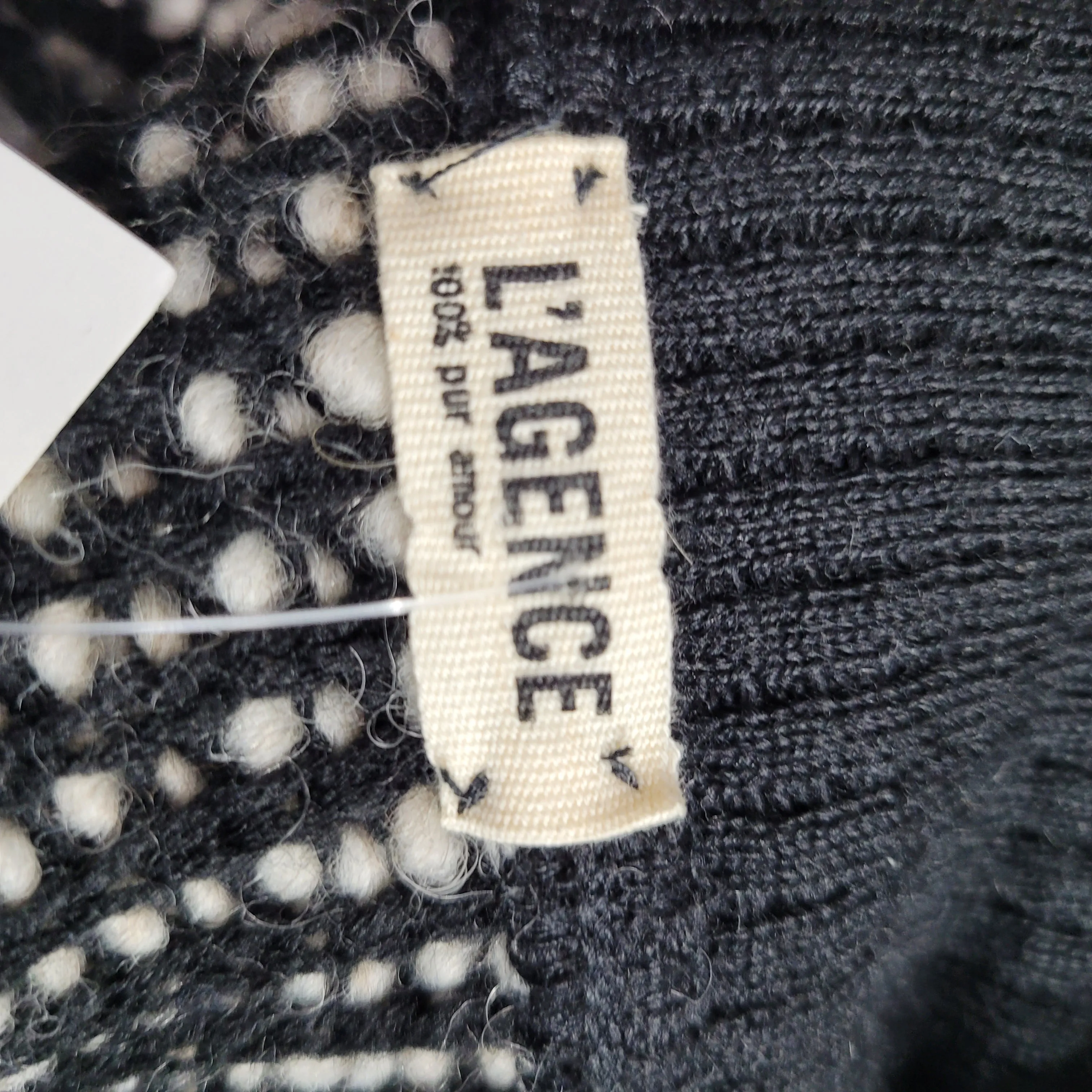 L'Agence Zip-up Wool Knit Black and White Sweater Small