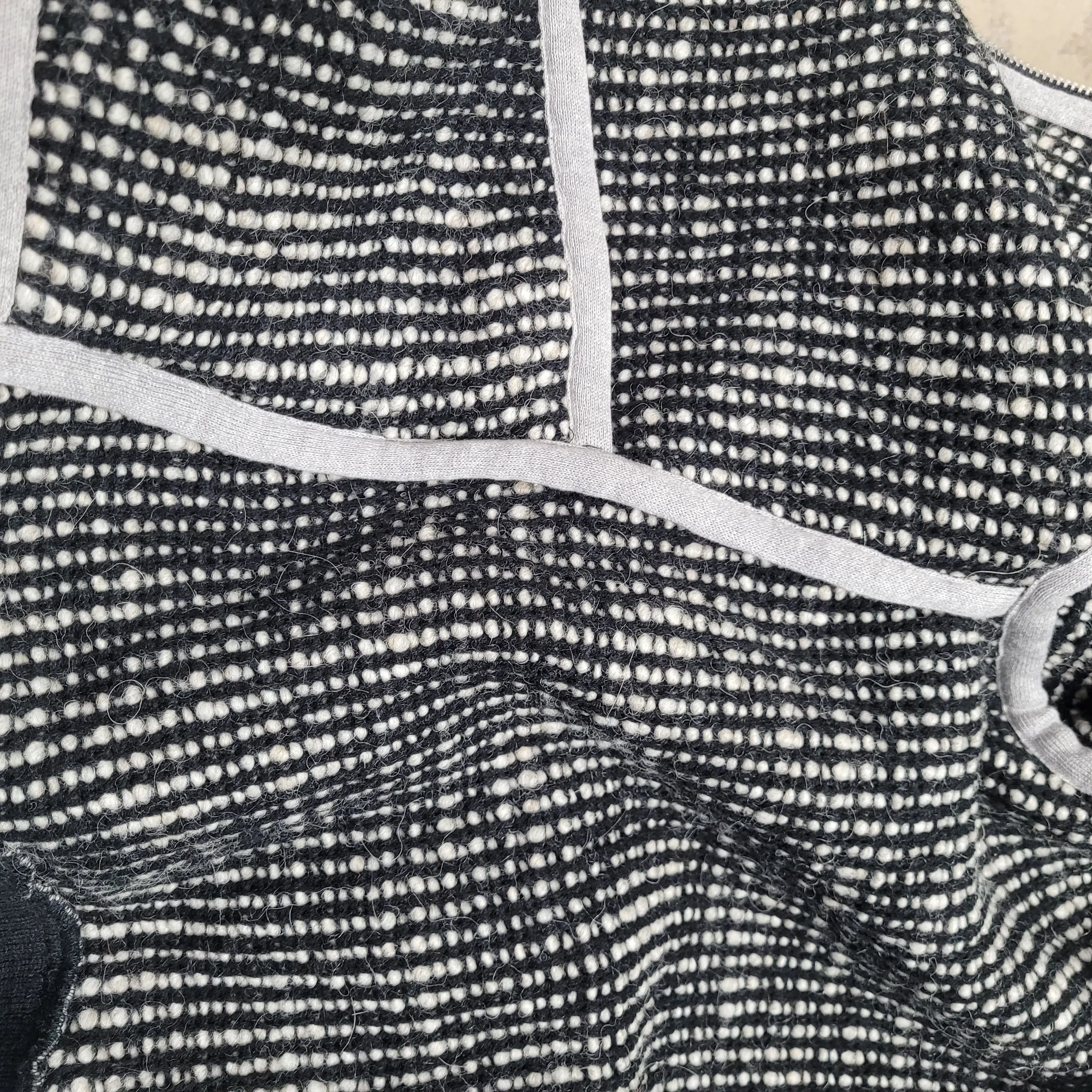 L'Agence Zip-up Wool Knit Black and White Sweater Small