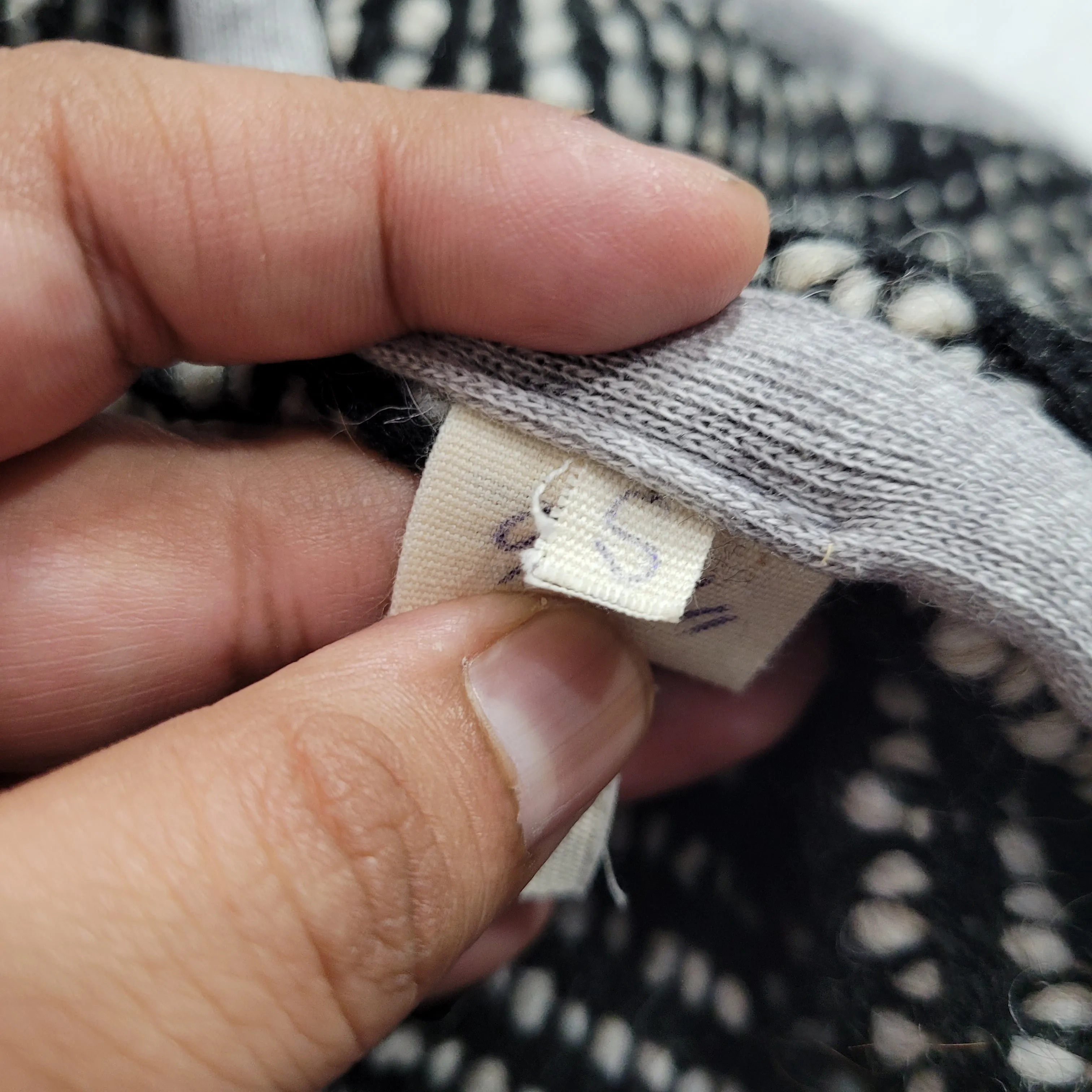 L'Agence Zip-up Wool Knit Black and White Sweater Small