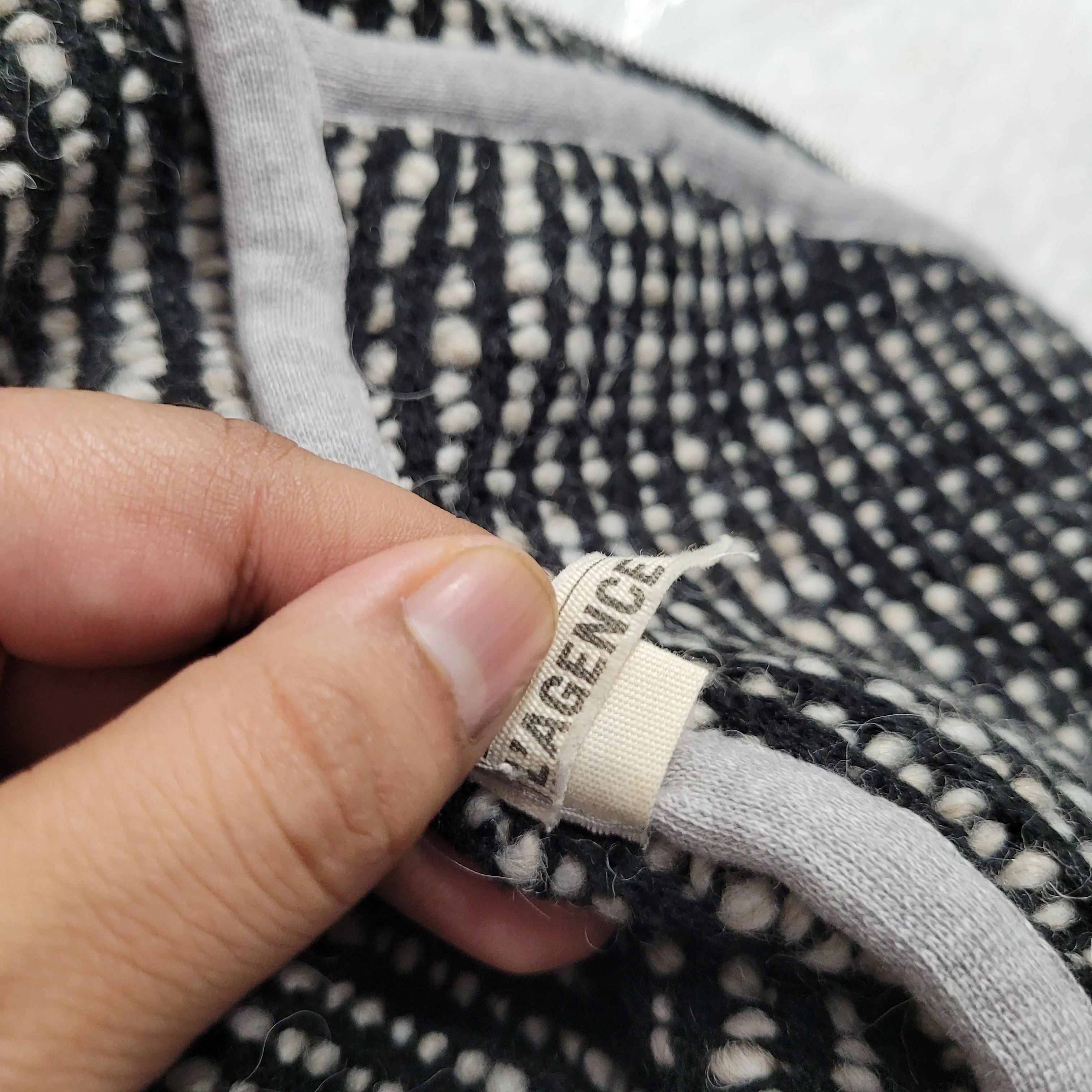 L'Agence Zip-up Wool Knit Black and White Sweater Small