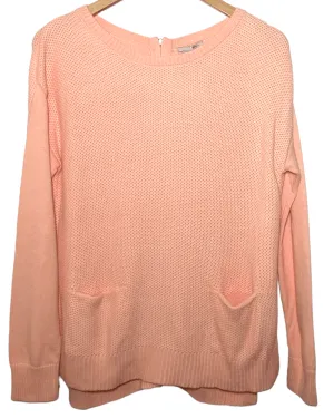 Light Spring Peach Zip-Back Pocket Sweater