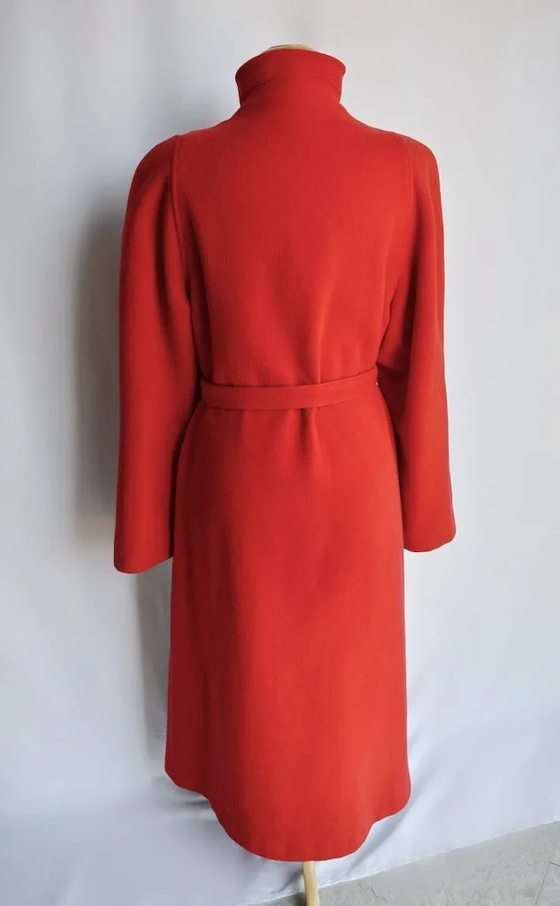 Long Red Wool Trench Coat | Large