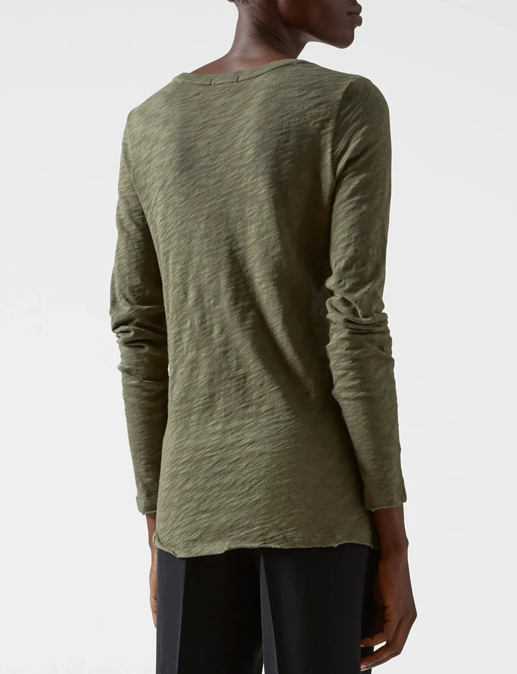 Long Sleeve Destroyed Wash Crew, Army