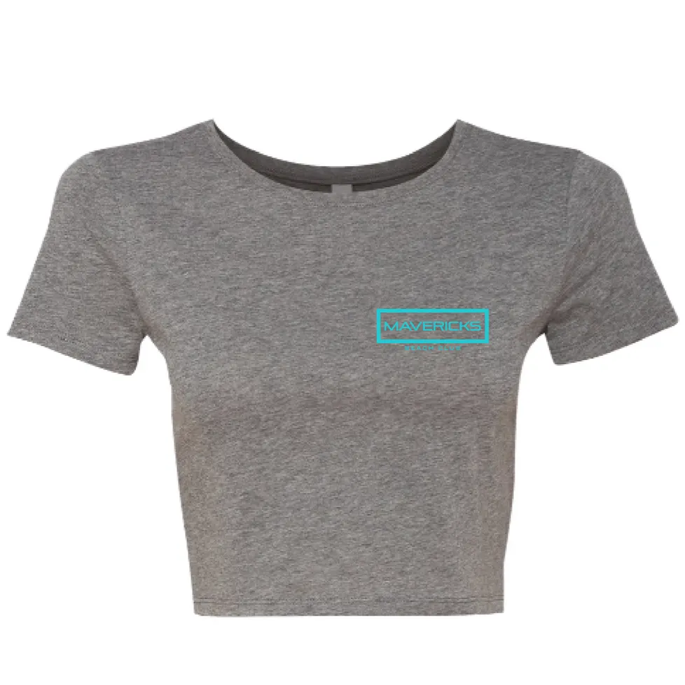 Mavericks Teal Women's Grey Babydoll Crop Tee