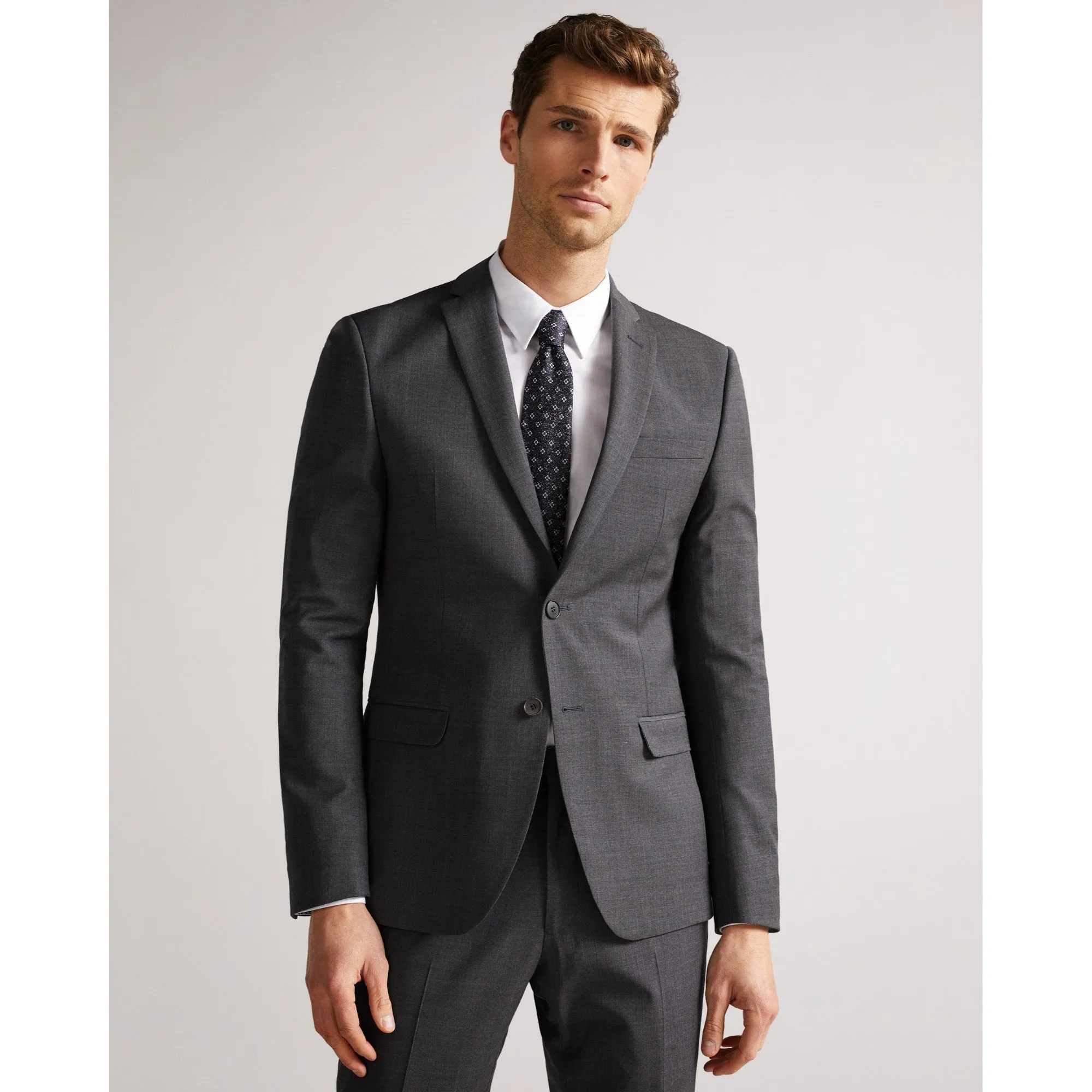 Men Mps-Veriajs-Slim Fit Plain Suit Jacket - Charcoal