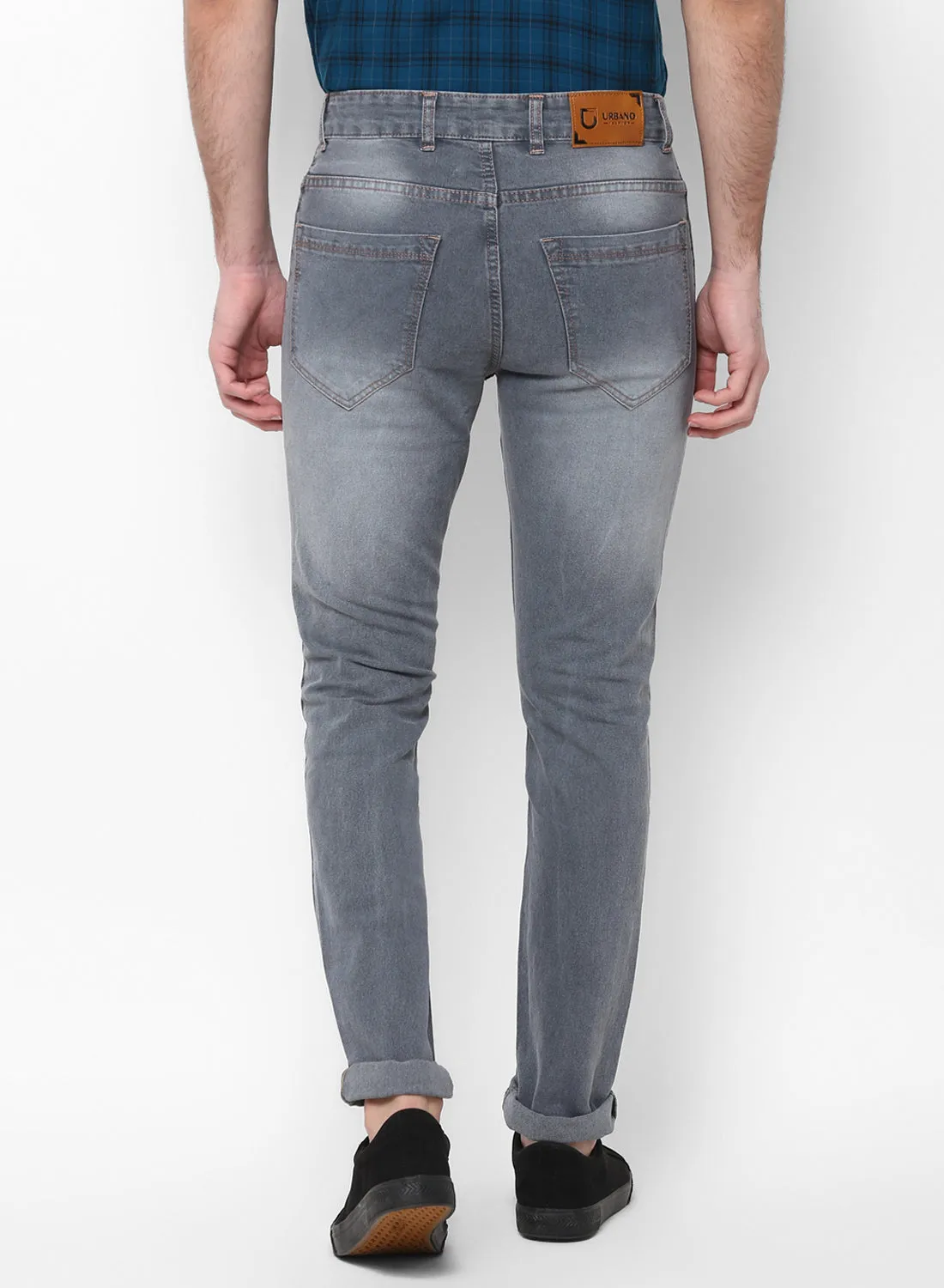 Men's Grey Slim Fit Jeans Stretchable
