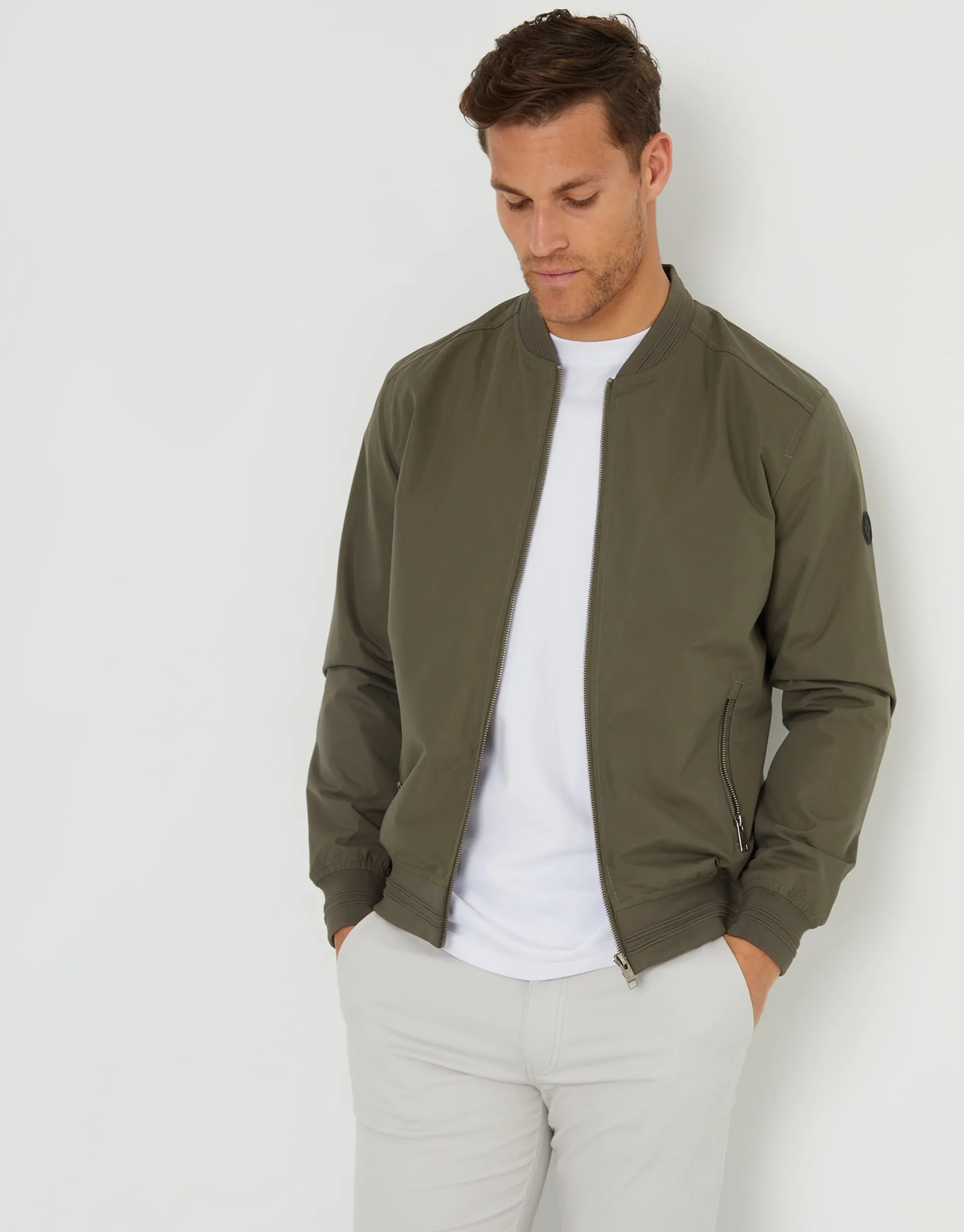 Men's Khaki Showerproof Classic Bomber Jacket