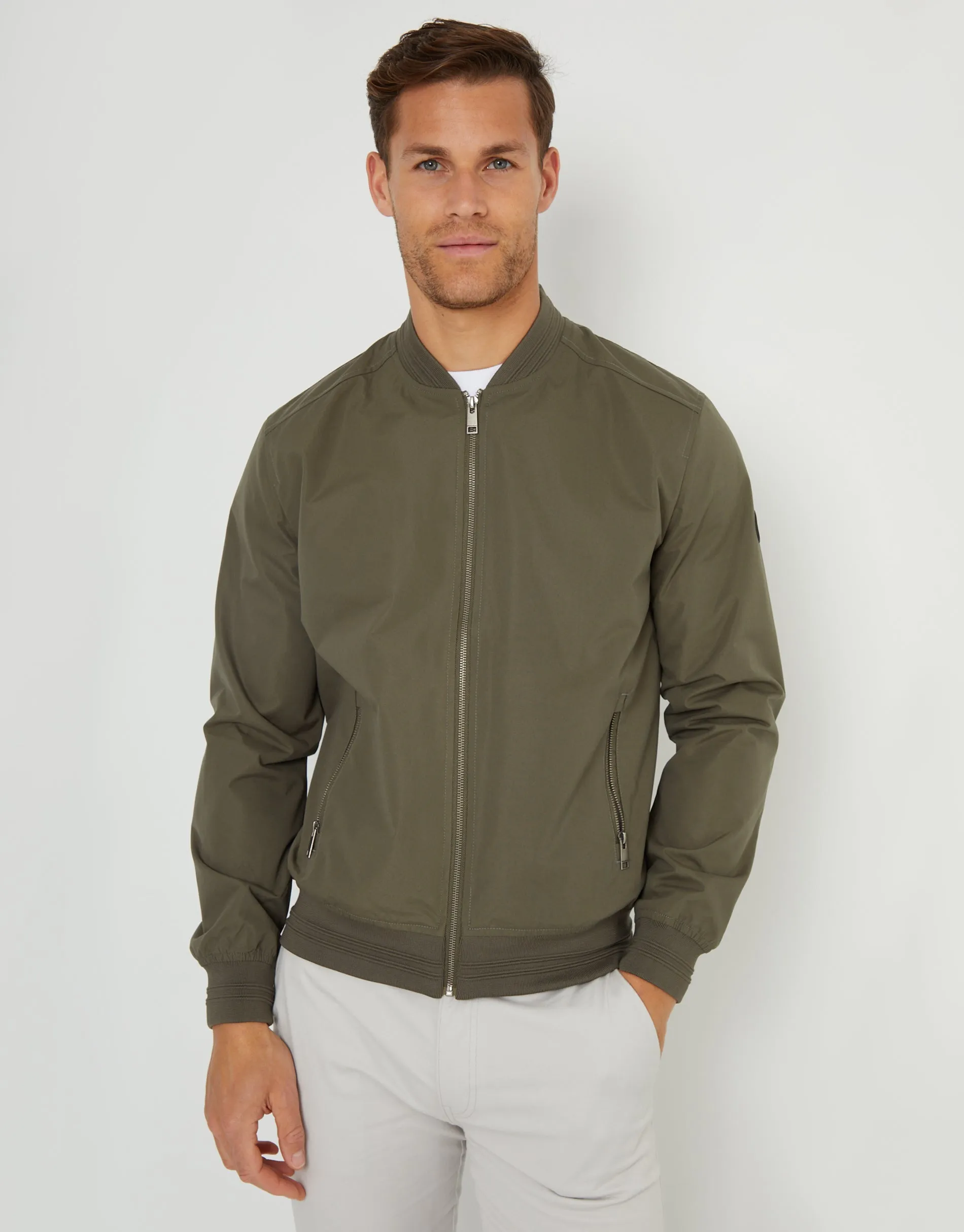Men's Khaki Showerproof Classic Bomber Jacket