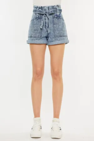 Morgan Kancan Ultra High Rise Paperbag Denim Shorts