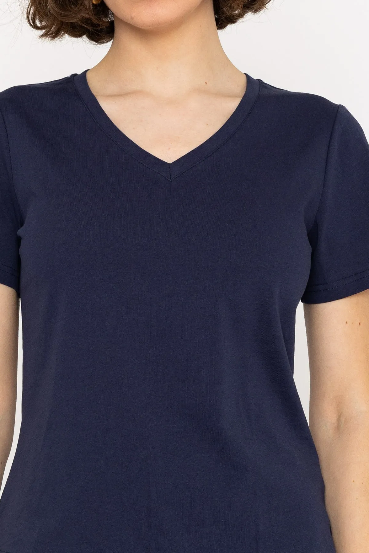Navy Super Soft V Neck Tee