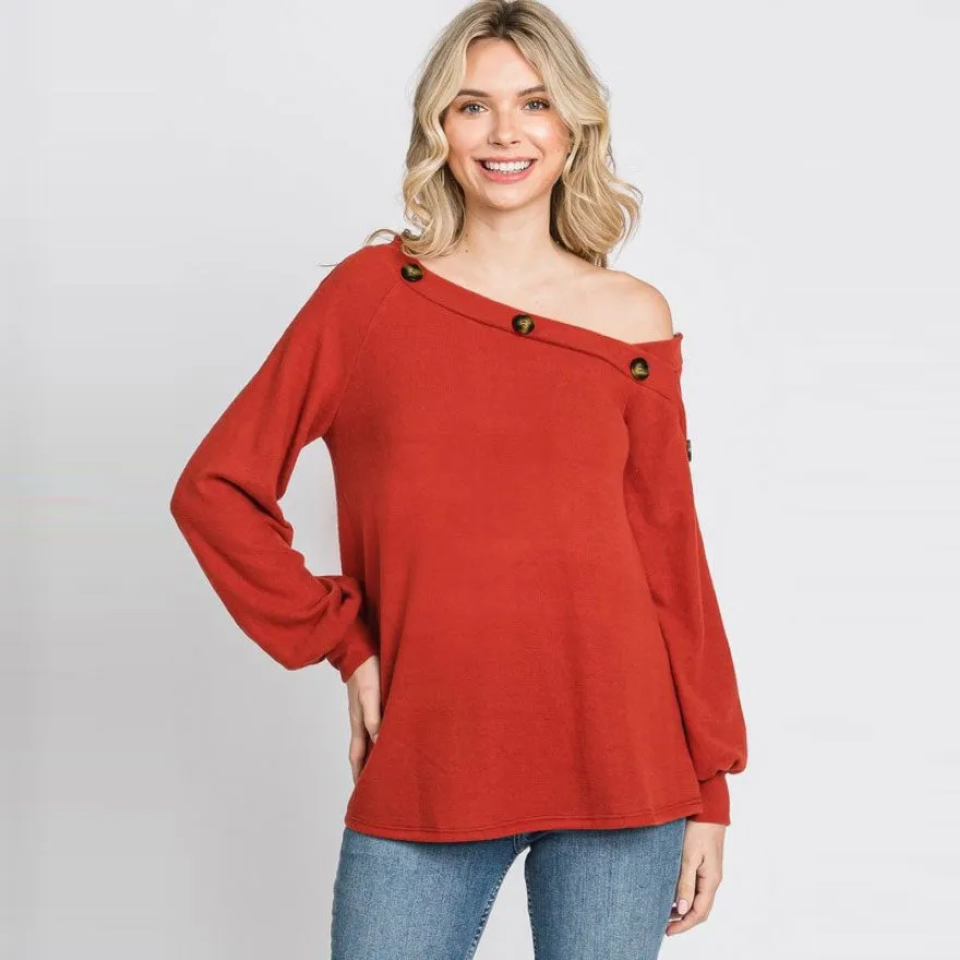 Off Shoulder Button Top