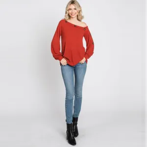 Off Shoulder Button Top