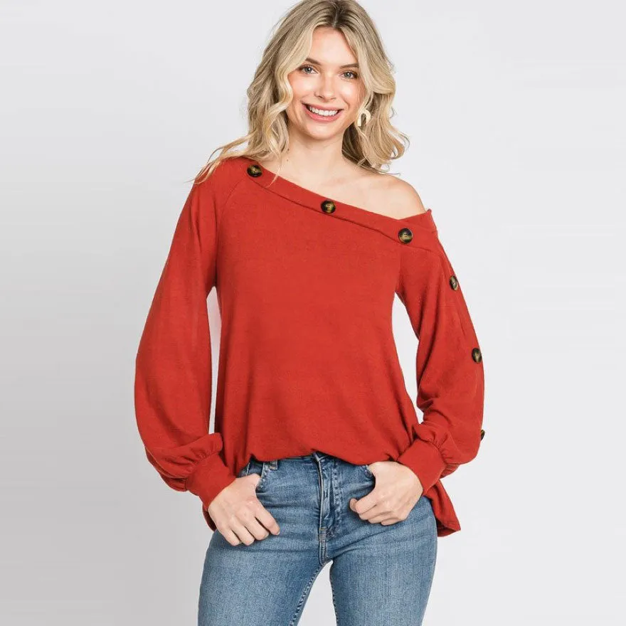 Off Shoulder Button Top