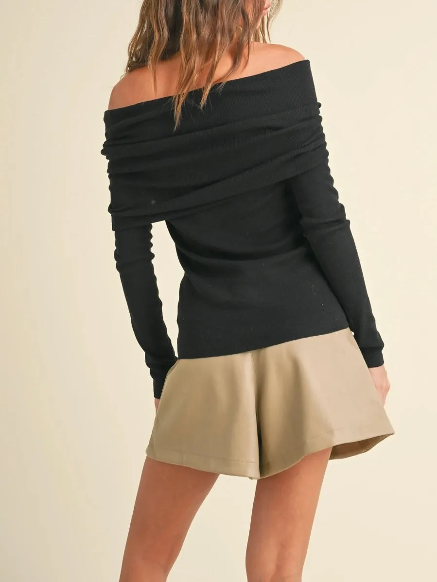 Off Shoulder Sweater -Black