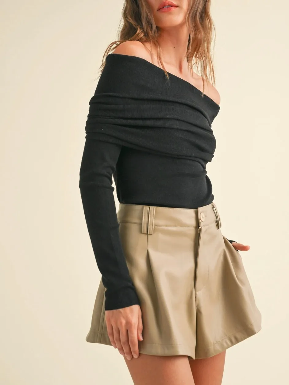 Off Shoulder Sweater -Black