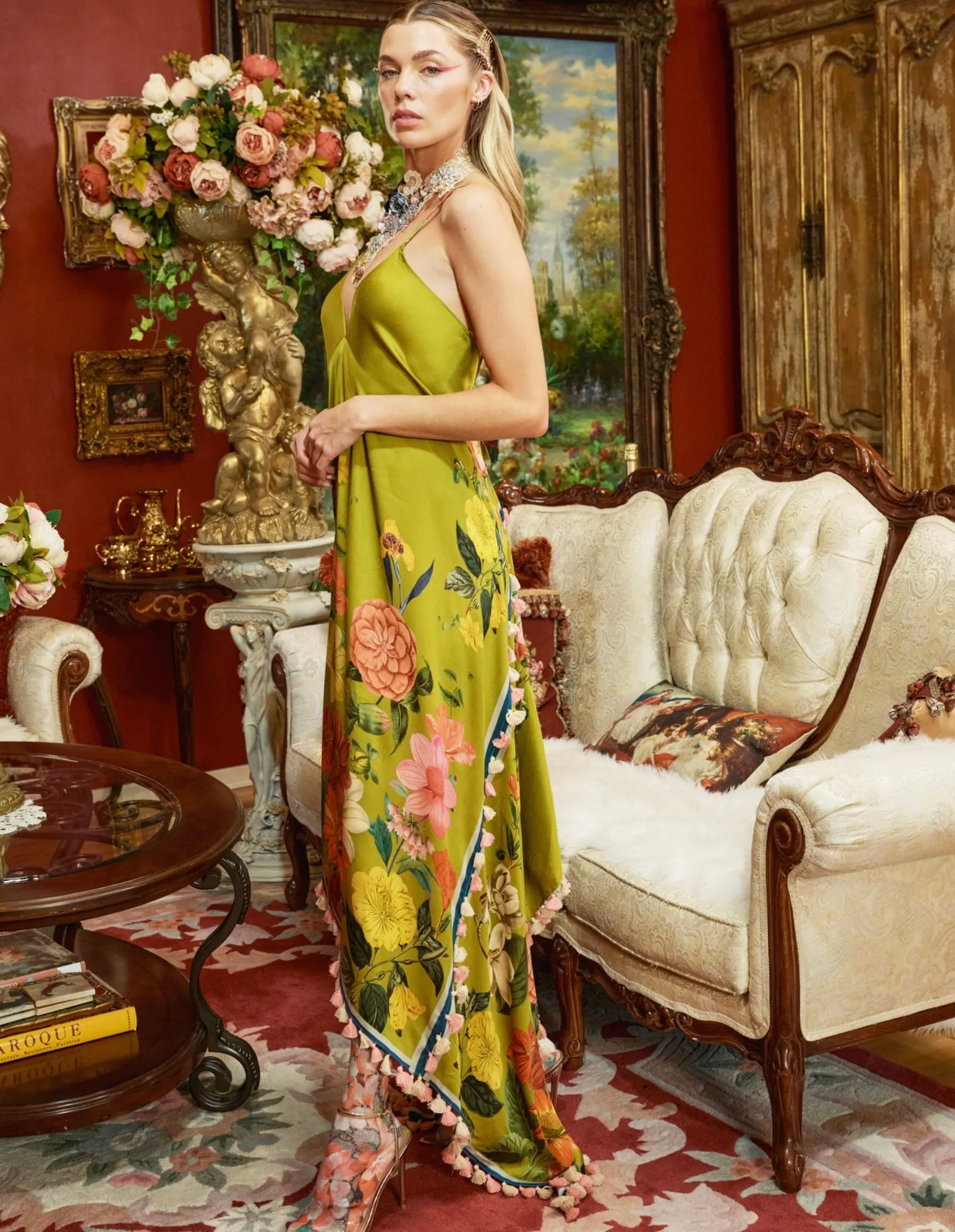 Olive Floral Dress