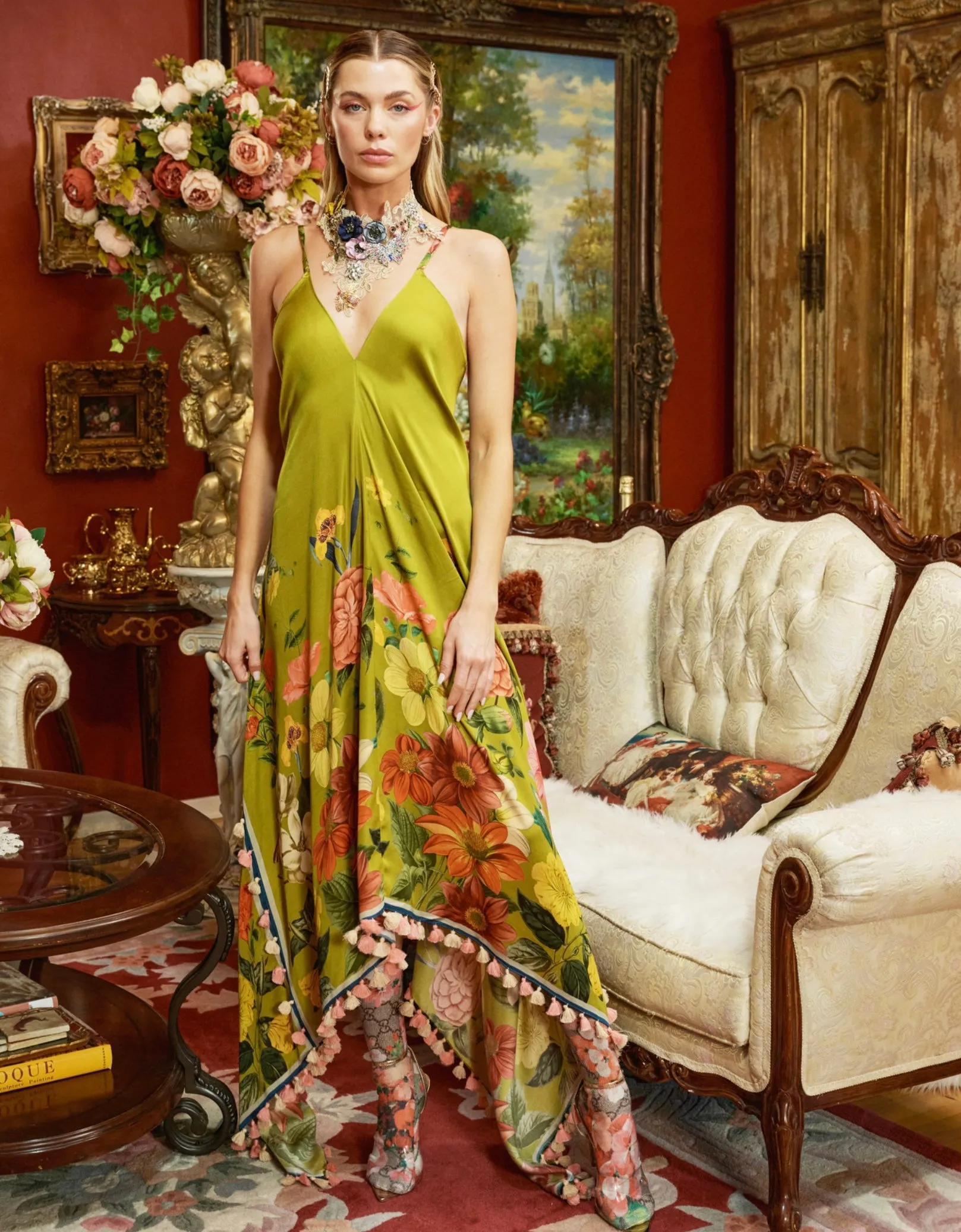 Olive Floral Dress