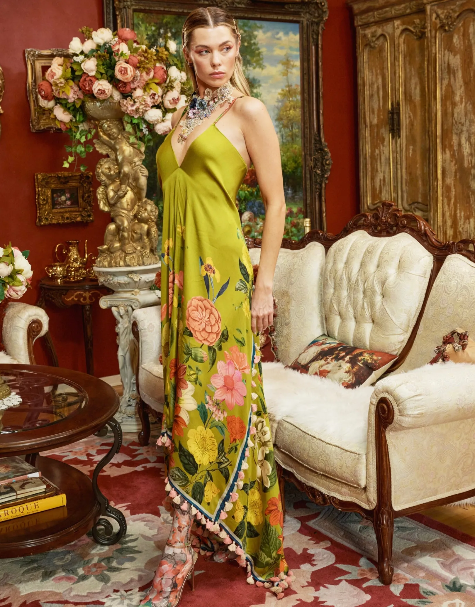Olive Floral Dress