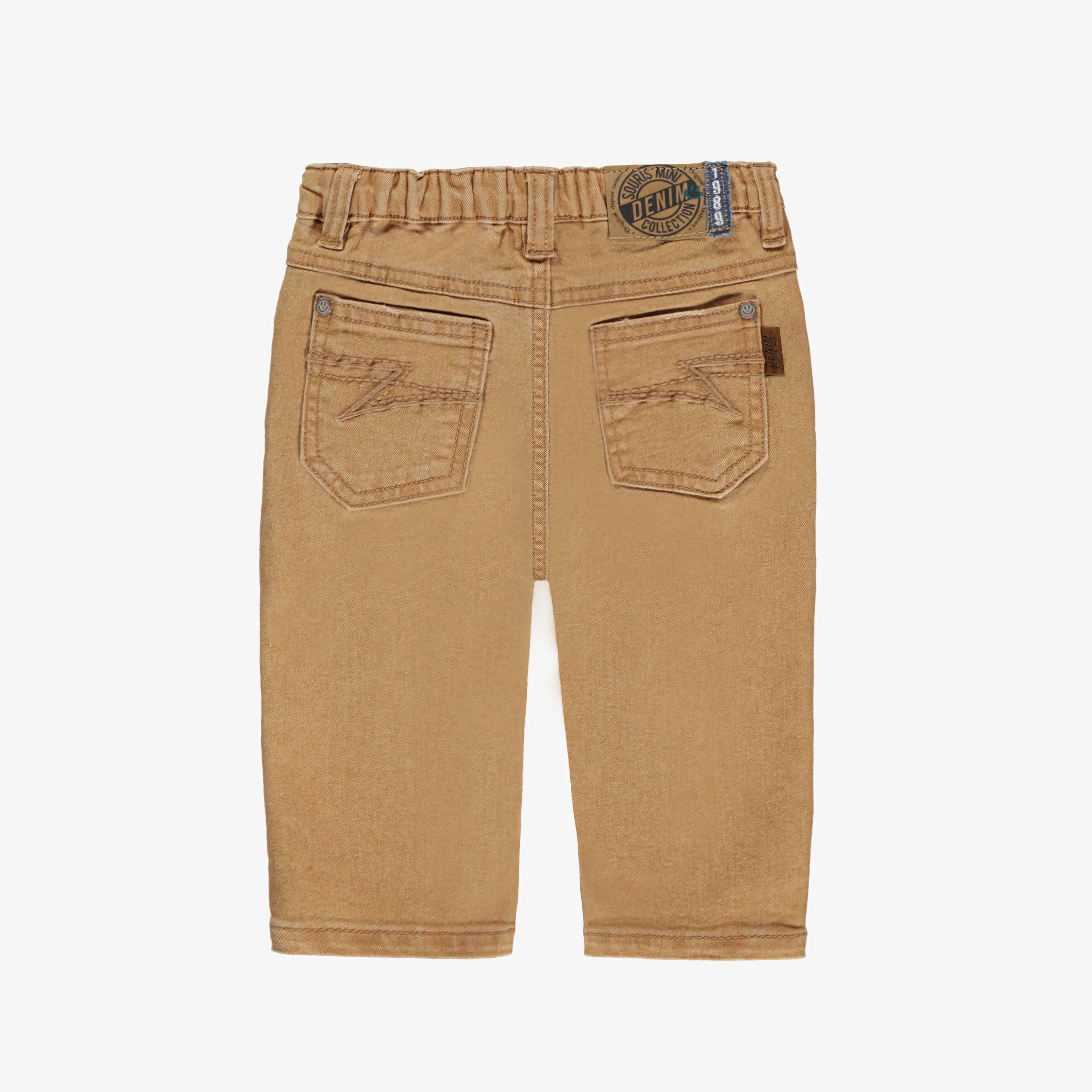 Pantalon en denim jaune ocre effet délavé, bébé || Ochre yellow denim pants with faded effect, baby