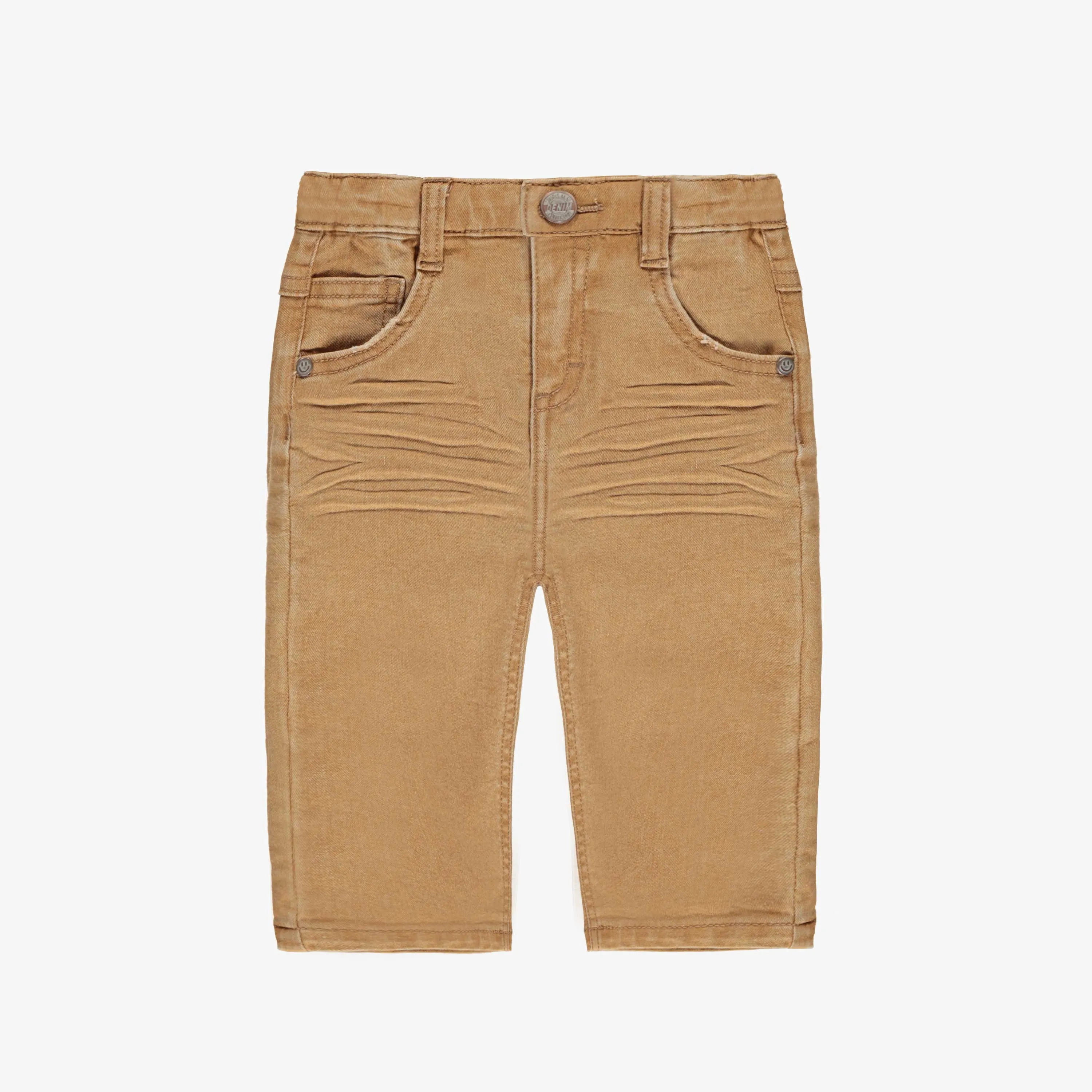 Pantalon en denim jaune ocre effet délavé, bébé || Ochre yellow denim pants with faded effect, baby
