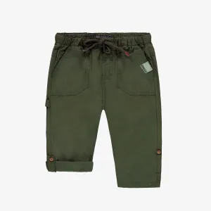 Pantalon kaki de coupe décontractée style cargo en coton, bébé || Khaki relaxed fit pants cargo style in cotton, baby