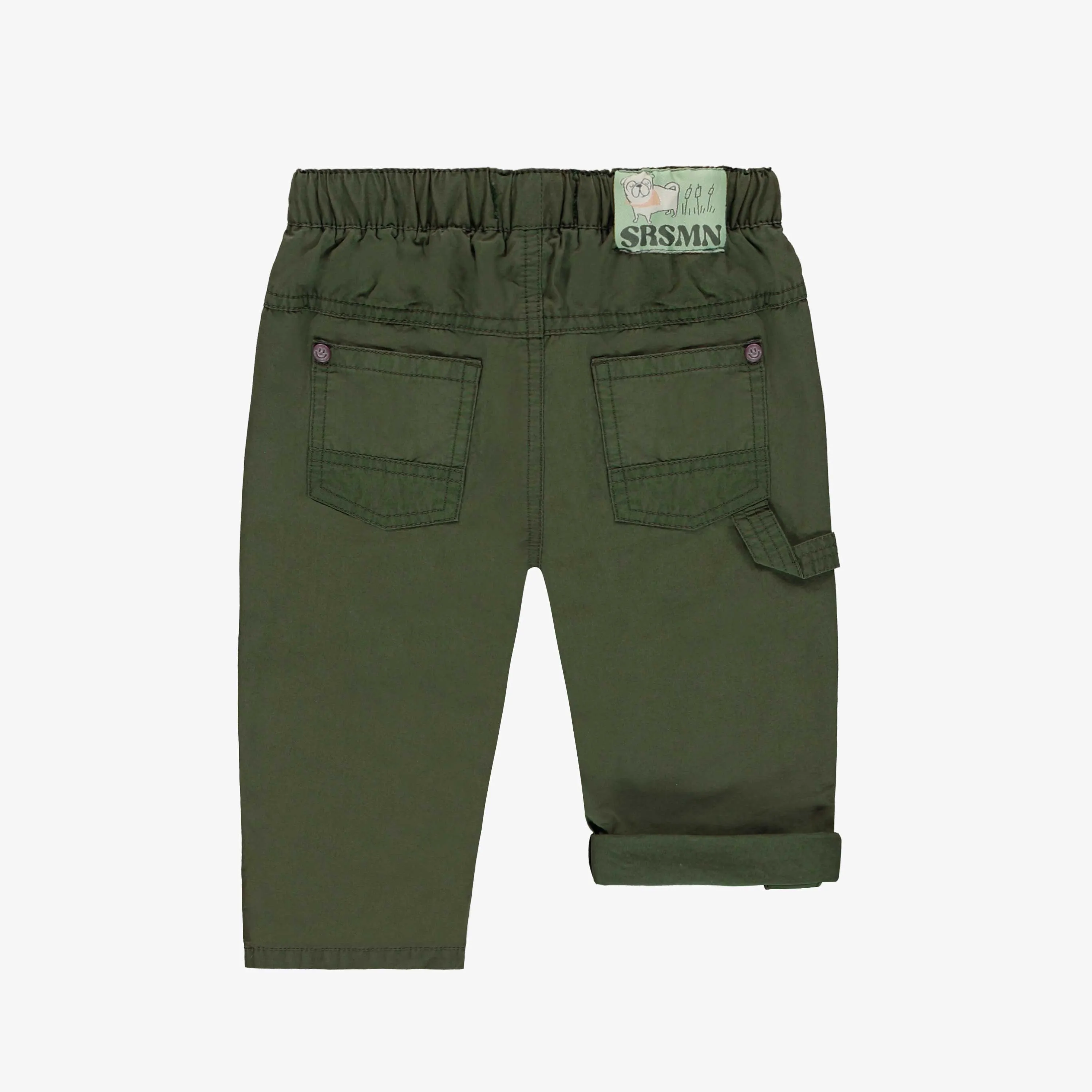 Pantalon kaki de coupe décontractée style cargo en coton, bébé || Khaki relaxed fit pants cargo style in cotton, baby