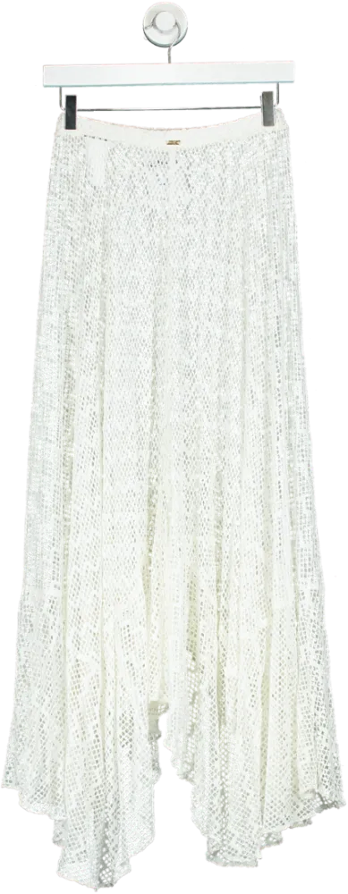 Patbo White Mesh Lace Beack Maxi Skirt UK XS