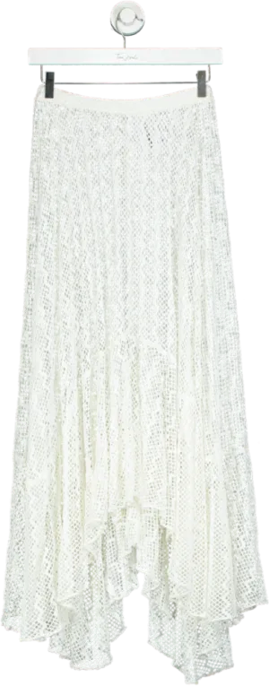 Patbo White Mesh Lace Beack Maxi Skirt UK XS