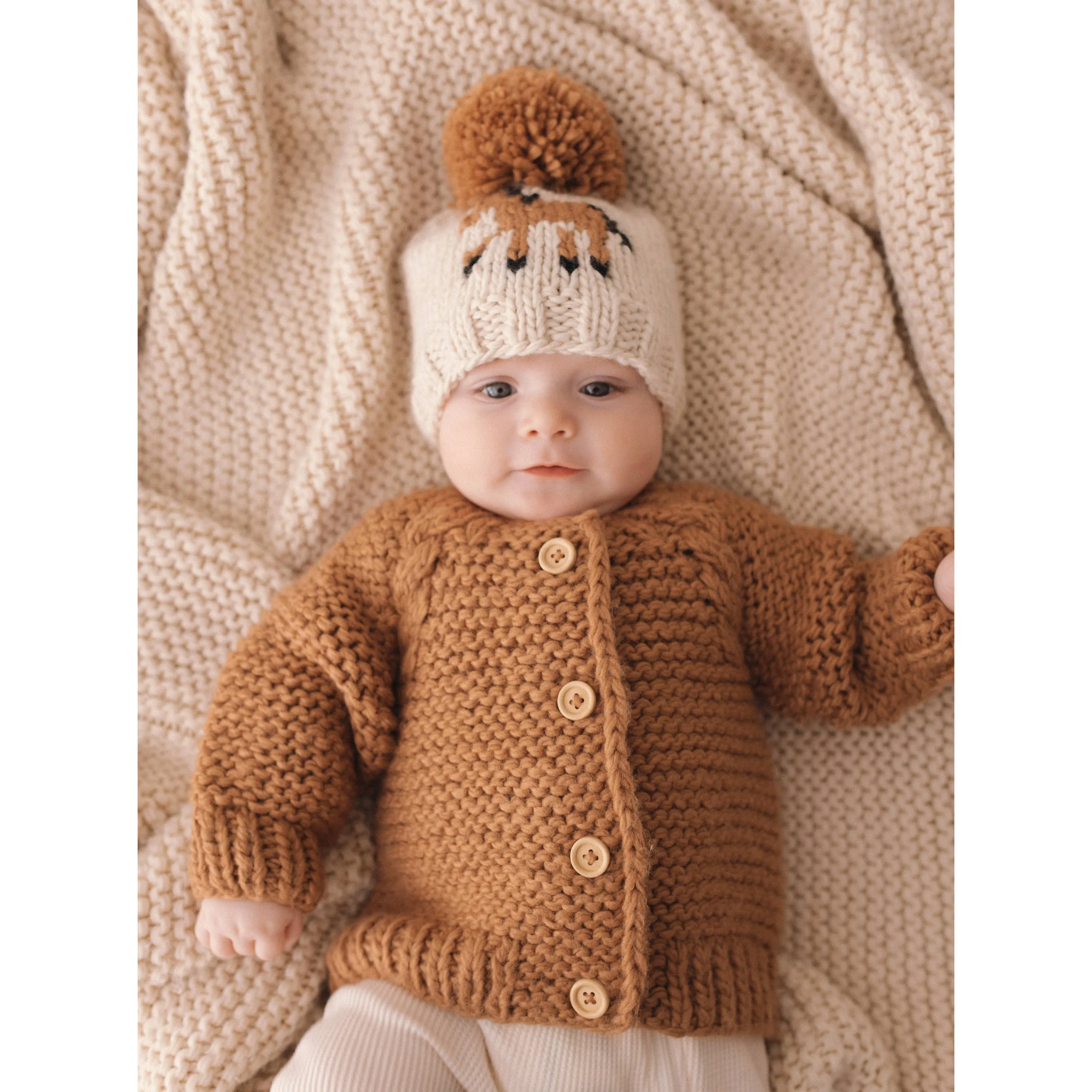 Pecan Garter Stitch Cardigan Sweater (KIDS)