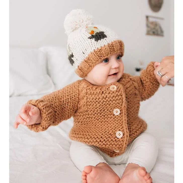 Pecan Garter Stitch Cardigan Sweater (KIDS)