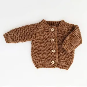 Pecan Garter Stitch Cardigan Sweater (KIDS)