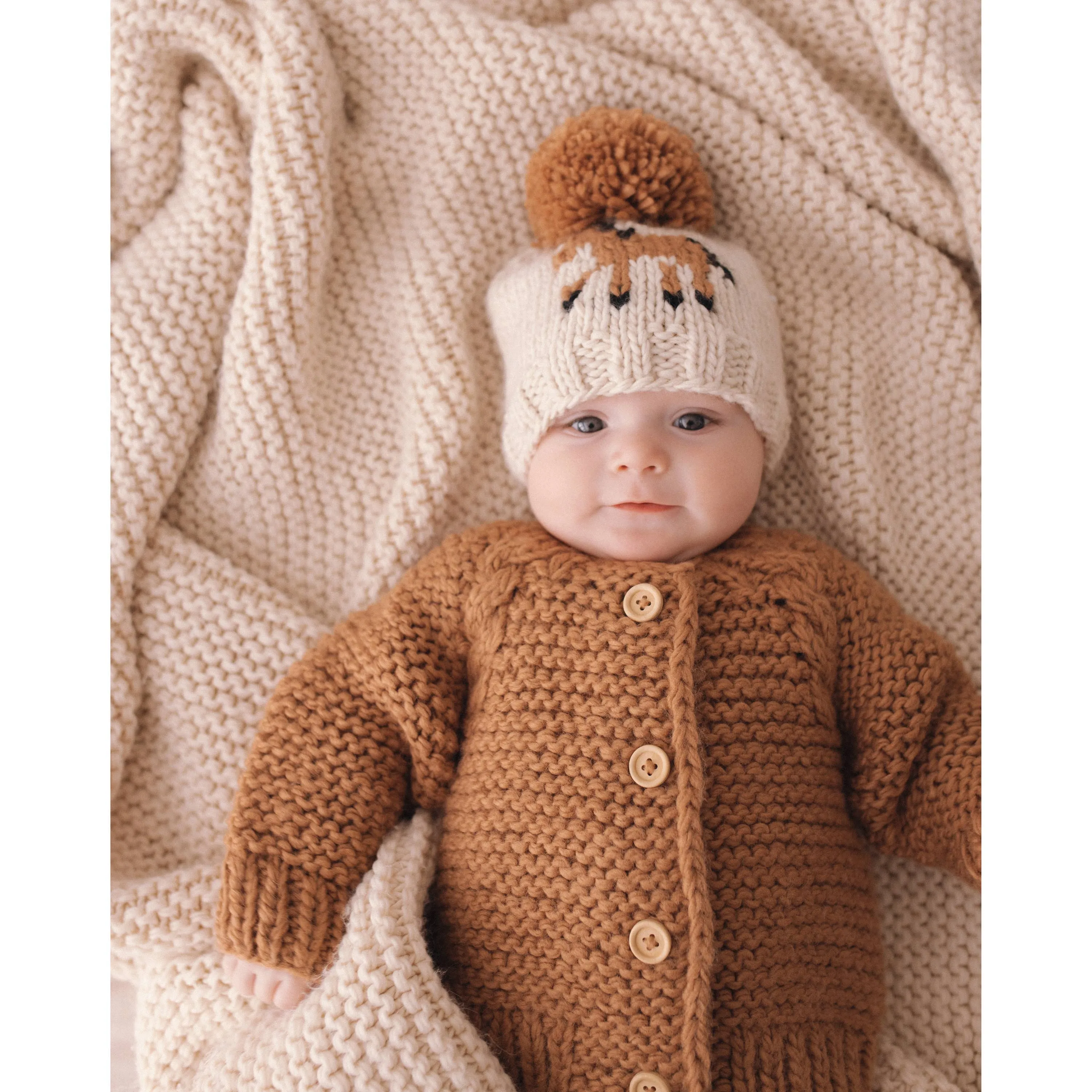 Pecan Garter Stitch Cardigan Sweater (KIDS)