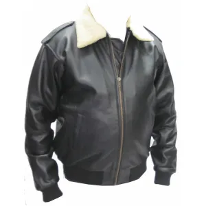 Pilot Bomber Fling Leather Jacket With fur Collar 158