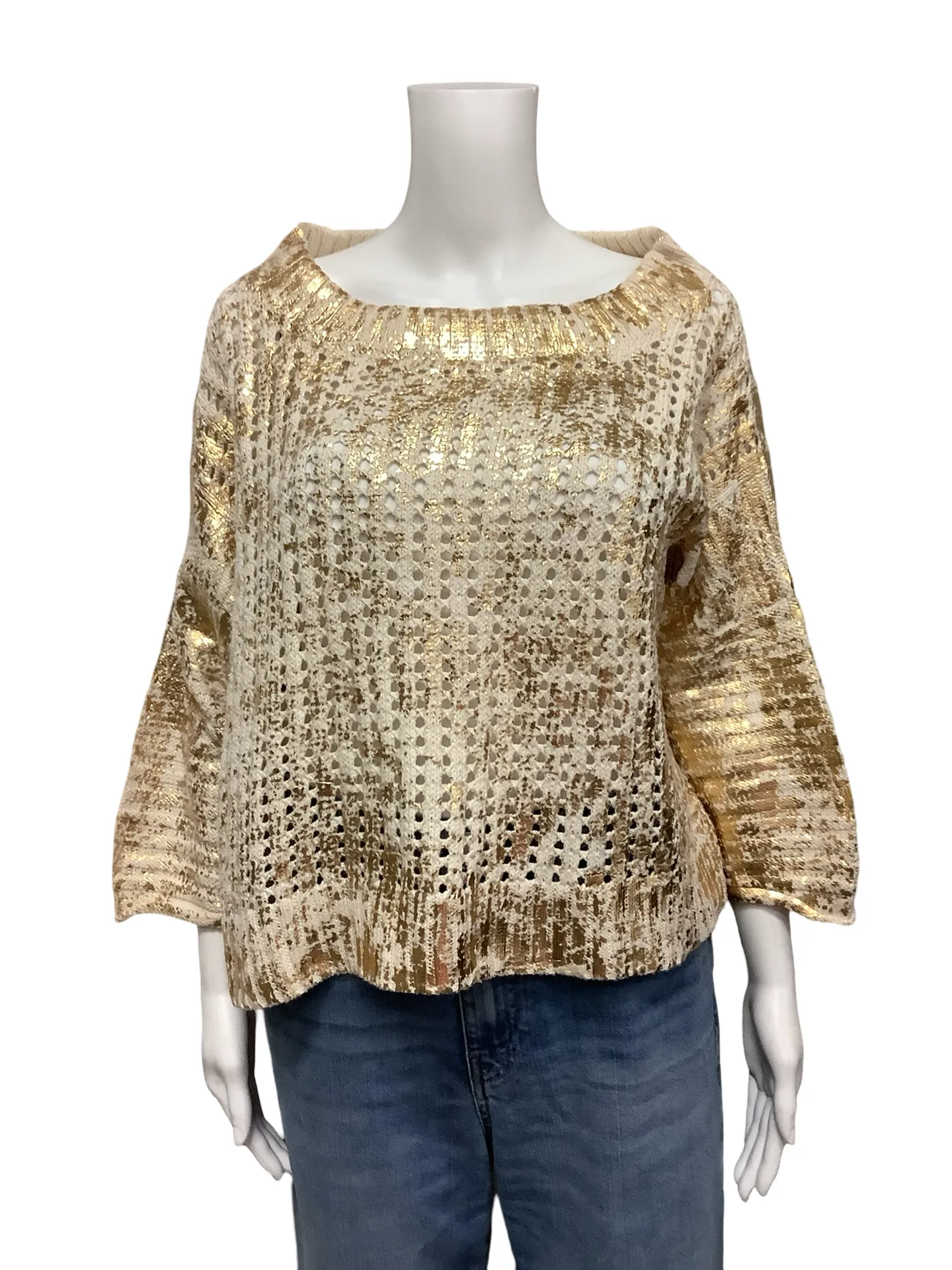 Planet Off the Shoulder Crochet Sweater Size: O/S