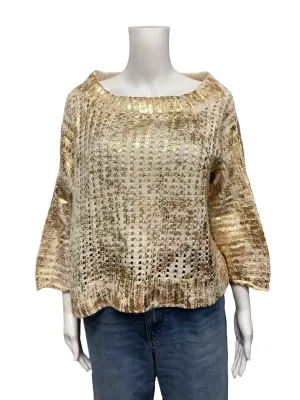 Planet Off the Shoulder Crochet Sweater Size: O/S
