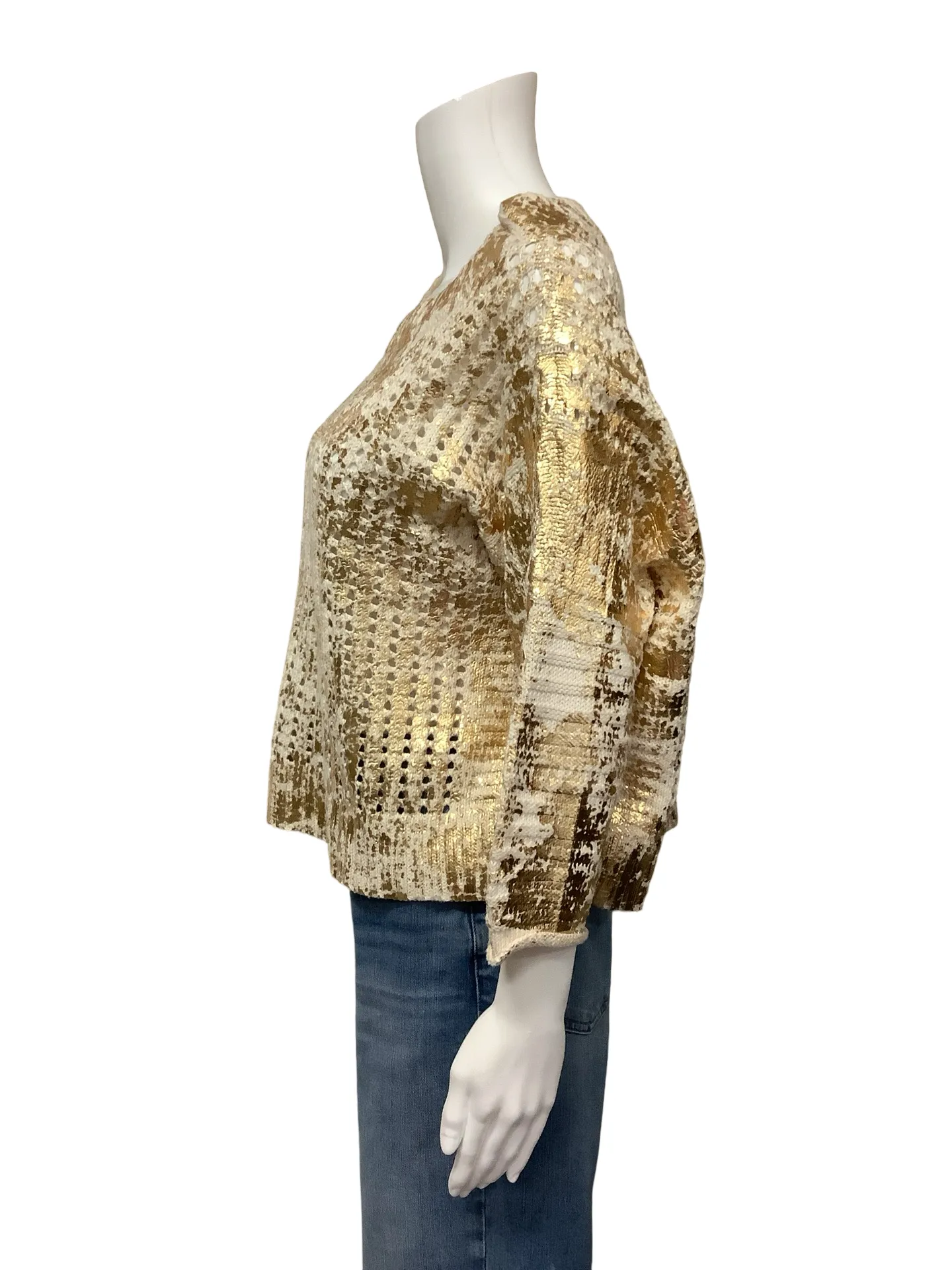 Planet Off the Shoulder Crochet Sweater Size: O/S