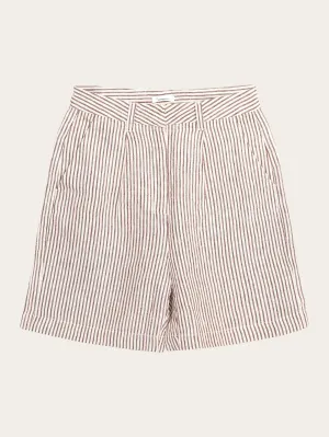 POSEY wide high-rise striped linen shorts - GOTS/Vegan - Brown stripe