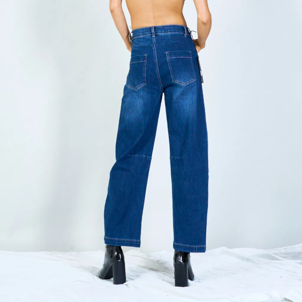 Relaxed fit jeans with knee seam detail wholesale