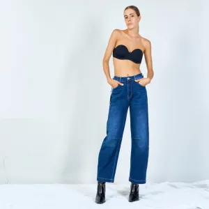 Relaxed fit jeans with knee seam detail wholesale